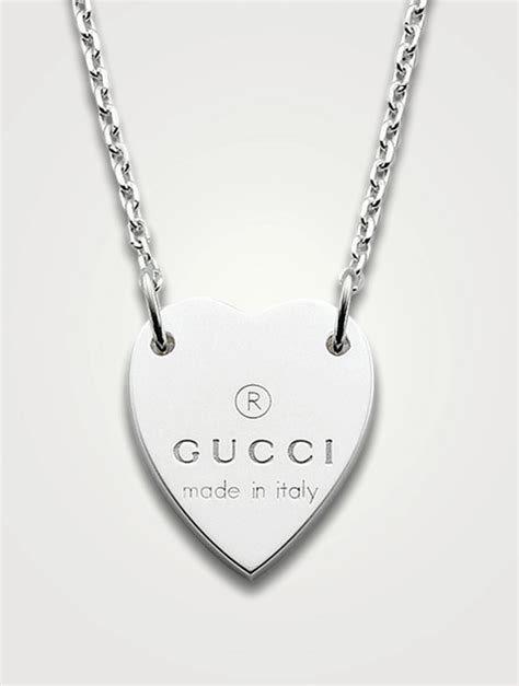 gucci blue heart necklace|Gucci sterling silver heart necklace.